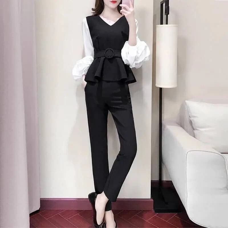 Large size women's suit new fashion slimming professional two-piece set ins