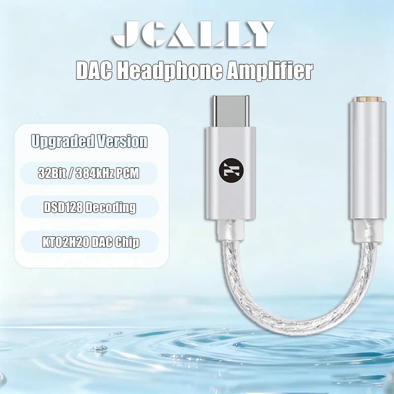 2026 Upgrade JCALLY JM12 USB C to 3.5mm DAC Audio Adapter HiFi Headphone Amplifier 32Bit 384kHz DSD128 Digital Decoder Cable