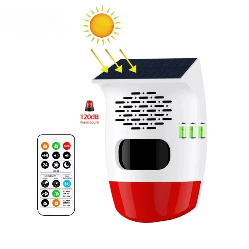 Regis Wireless Flash Light ad energia solare Rilevazione movimento PIR Sicurezza antifurto Sistema di allarme vocale Sirena sensore porta