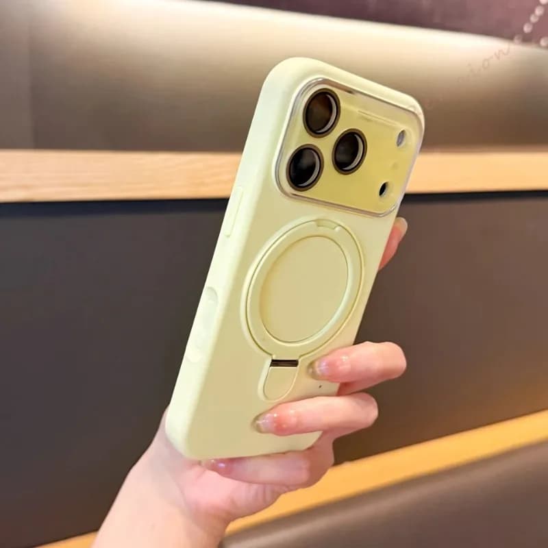 Official Liquid Silicone Stand Magnetic Phone Case For iPhone 18 17 15 16 Pro Max Magsafe Big Window Protector Cover