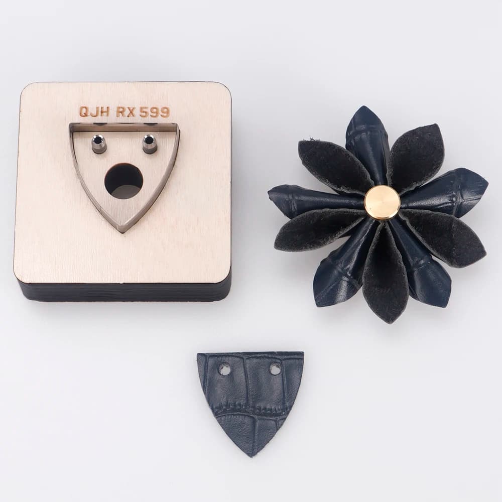 1pz Leather Cutting Folder - Small Flower Design Print, Stainless Steel Taglierina Base, Leather Crafts Tool