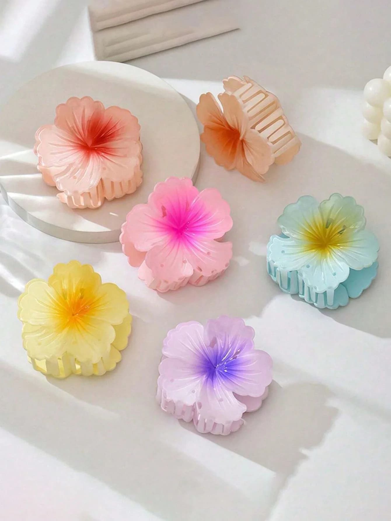 Fermaglio per capelli con fiore sfumato a cuore arrotolato da 1/6 pezzi da 4 cm, clip per impugnatura estiva, sensazione di fascia alta, accessorio per capelli sul retro della testa