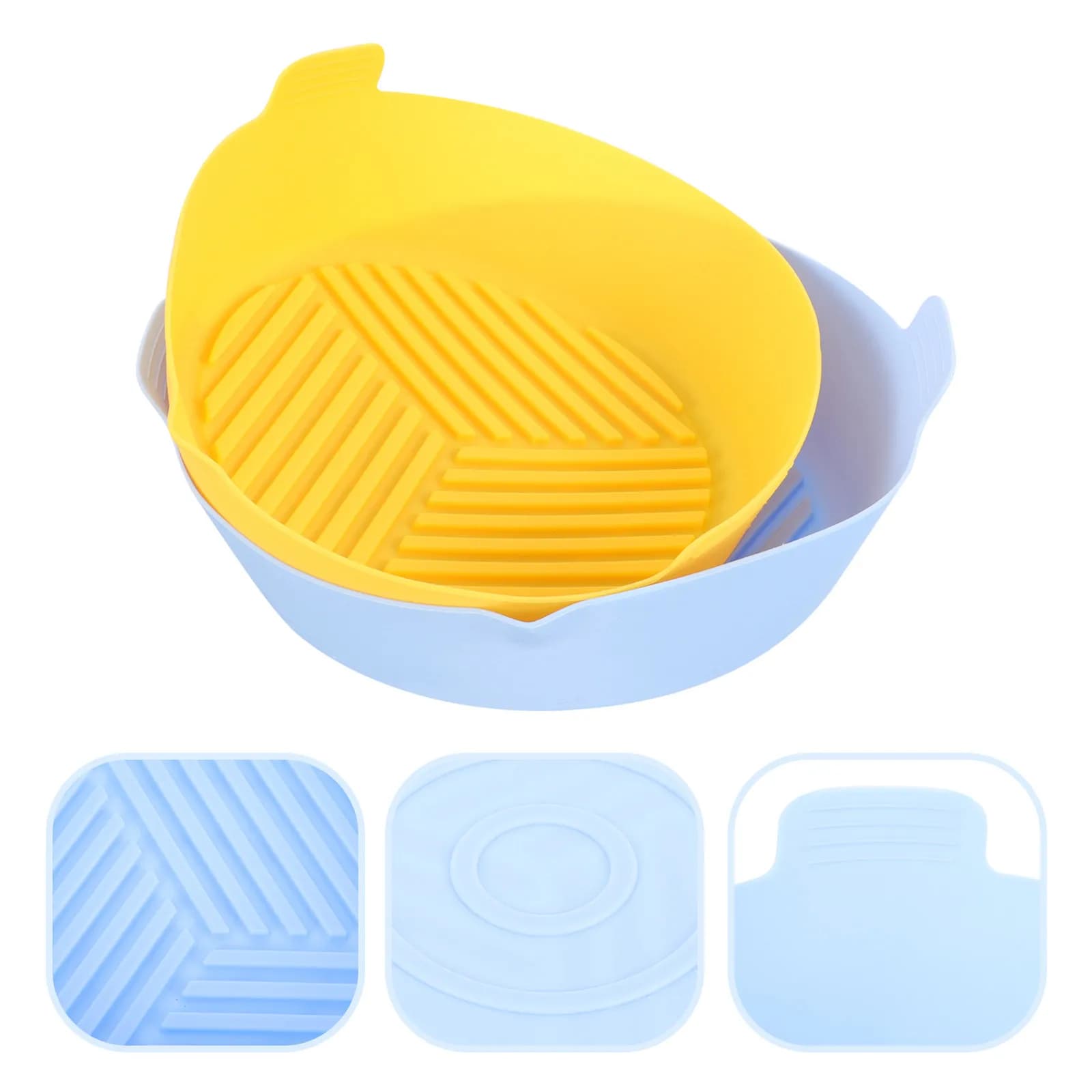 2 Pezzi Tappetini in Silicone Riutilizzabili Antiaderenti per Friggitrice ad Aria, Flessibili e Morbidi, Facili da Pulire e Resistenti al Calore