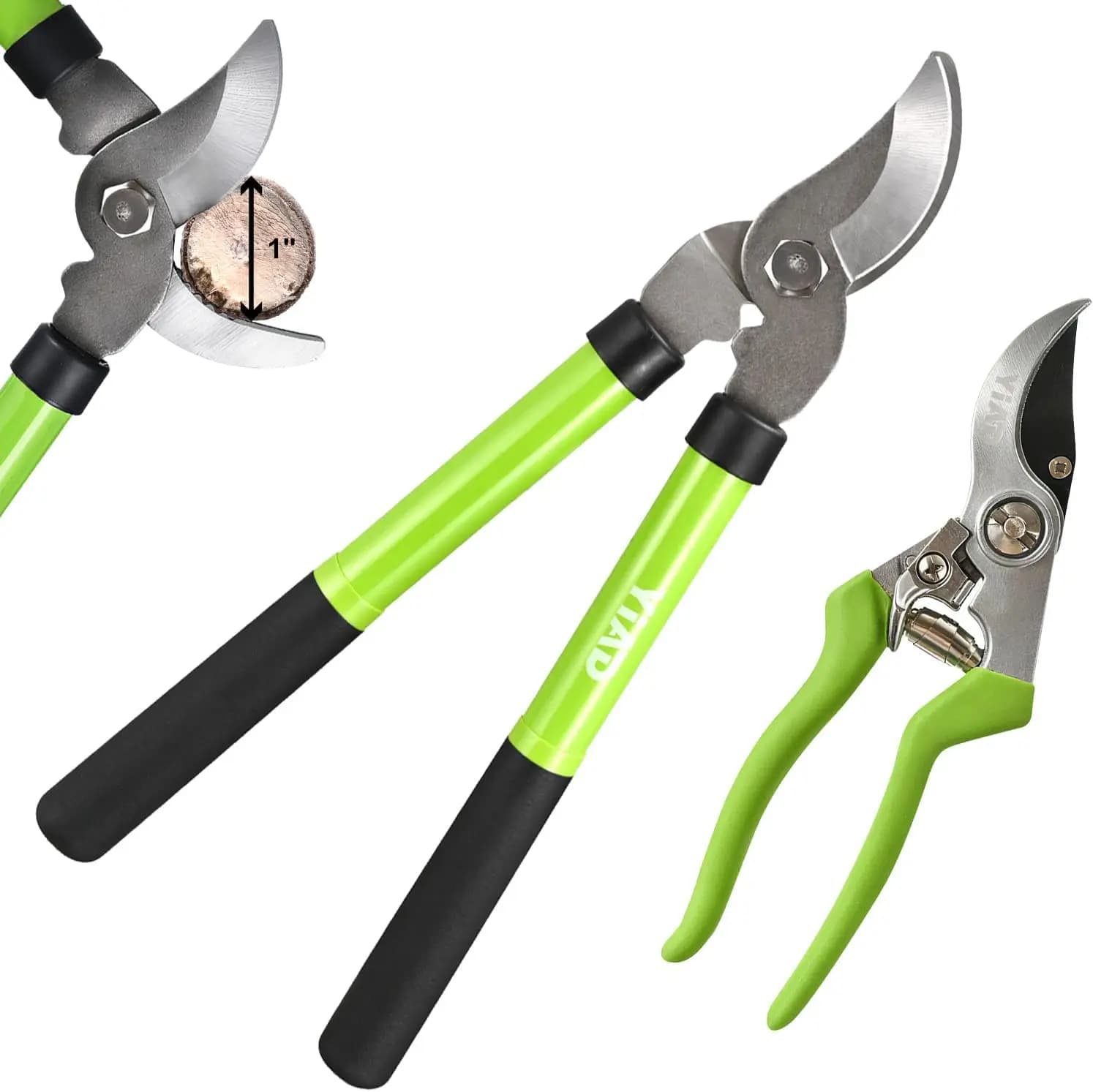 Set of 15-inch Garden Scissors with Anti-rust Blades, Ammortizer Manics for Trees and Garden Maintenance