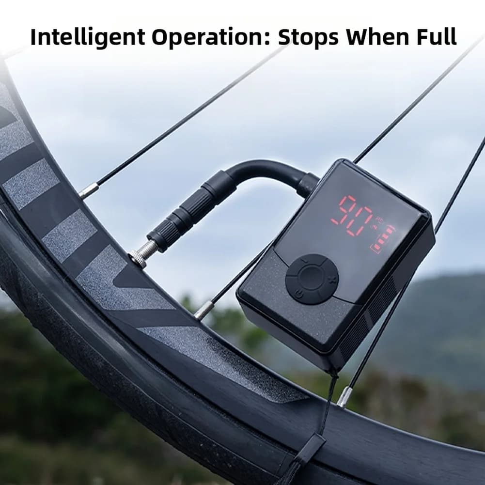 Pompa di gonfiaggio elettrica per bicicletta Autostrada portatile Mountain Bike Mini LED Display digitale Regolazione Pompa di gonfiaggio Ricarica di tipo C