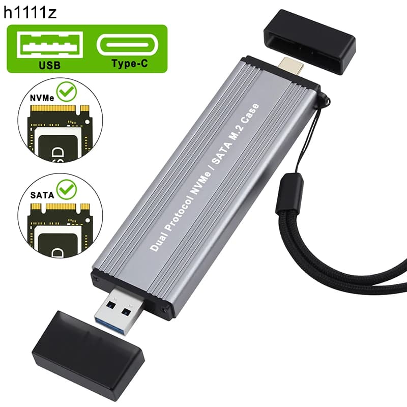 Dual Protocol M2 SSD Case USB3.0/Type-C a M.2 NVME SATA SSD Enclosure Adapter 10Gb USB3.1 Gen2 USB C scatola SSD esterna M/B & M Key