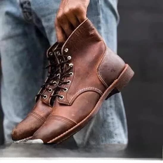 Stivali da Uomo Alti Foderati in Pile Caldo, Stile Motociclista, Scarpe Casual Moda Autunno Inverno con Punta Rotonda e Suola in Gomma