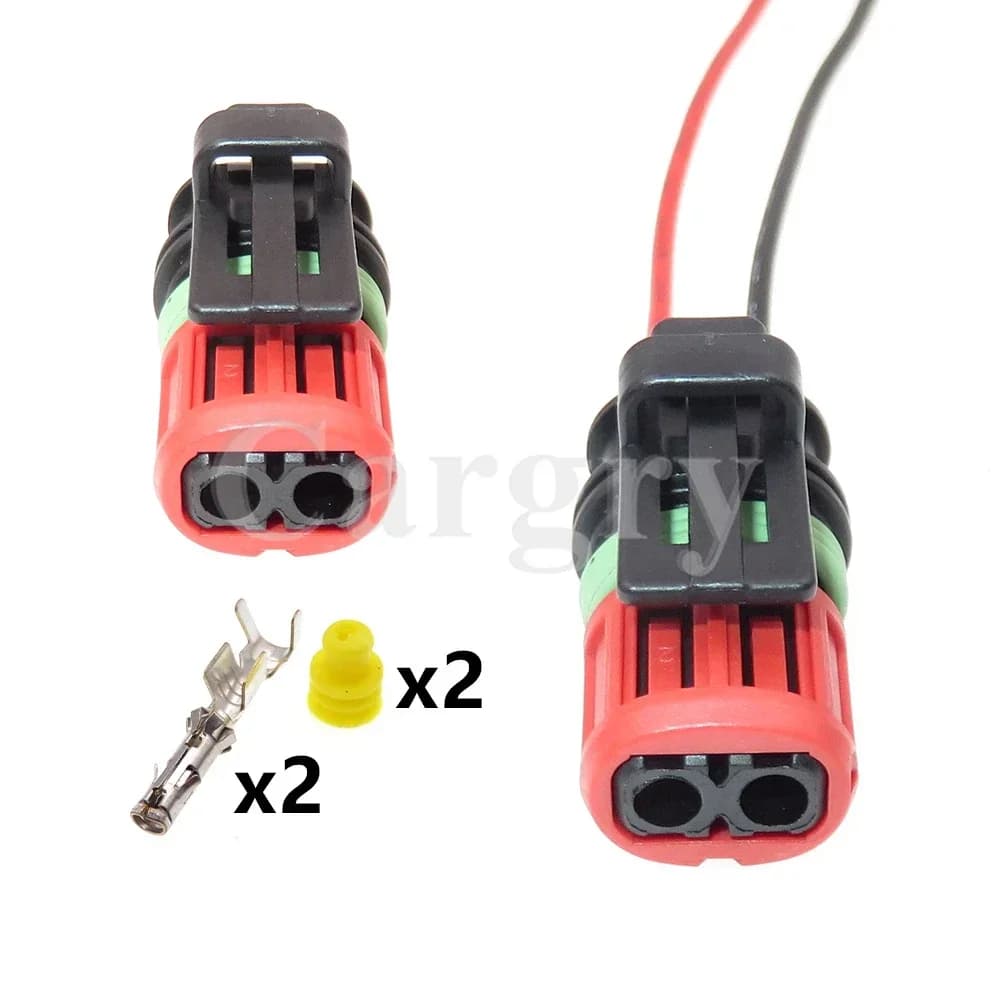 Set 1 (2 Pezzi) 1337245-3 Connettore Cavo Ugello Iniezione Carburante Auto, Assemblaggio AC, Spina Cablaggio Motore Auto, Adattatore Impermeabile Auto