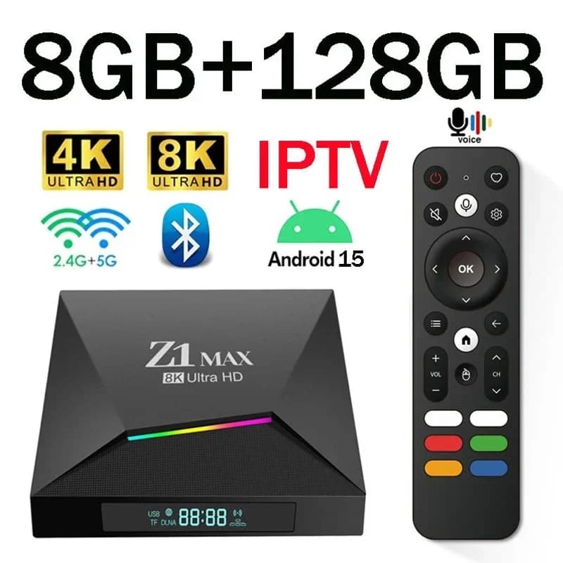 8K Android 15 Z1 Max TV Box 4G 5G Dual WiFi Media Player supporto Allwinner H618 Quad Core BT 5.0 Voice remote IPTV 4K 8K TV Box