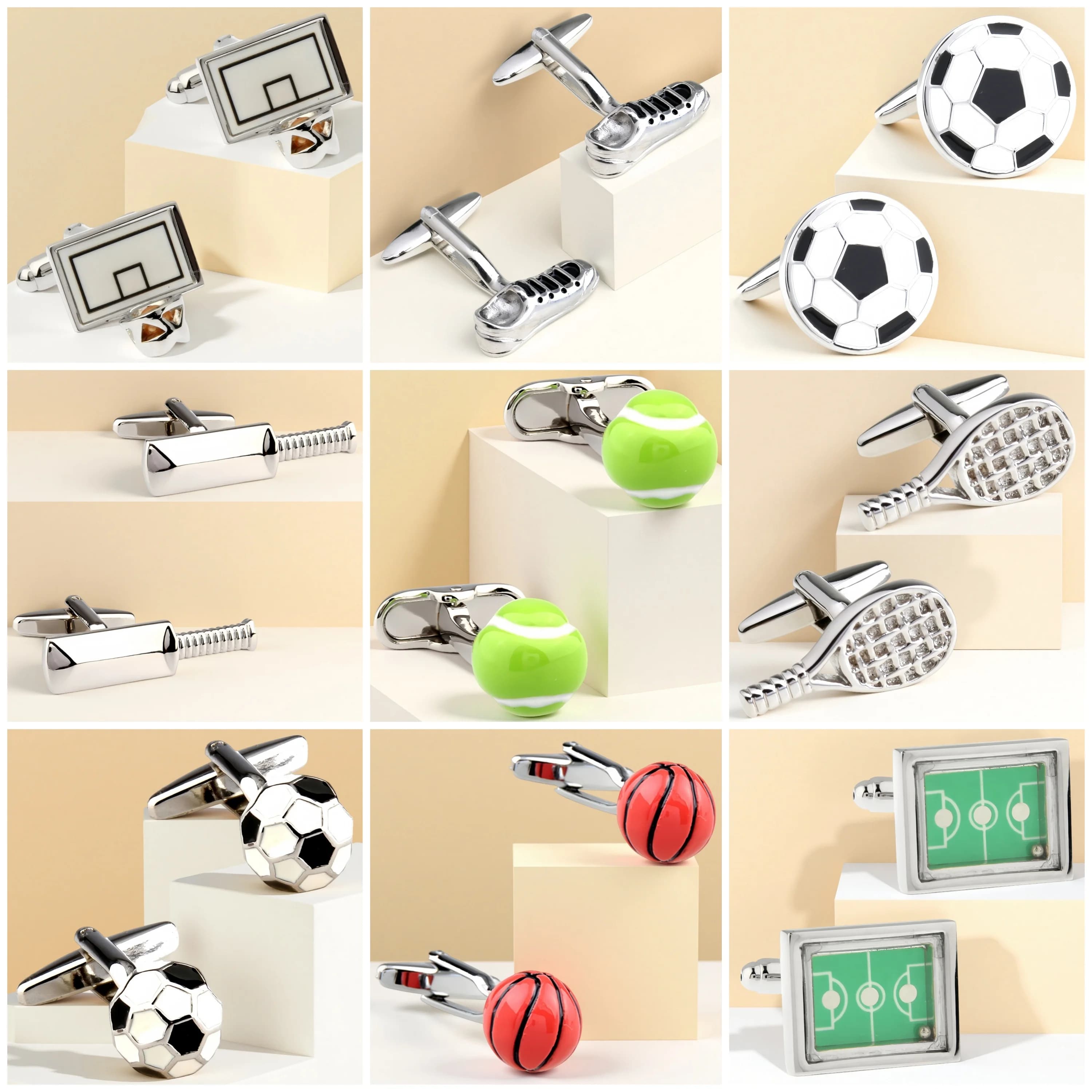 Gemelli da uomo Annlyy Fashion Tennis Calcio Basket Baseball