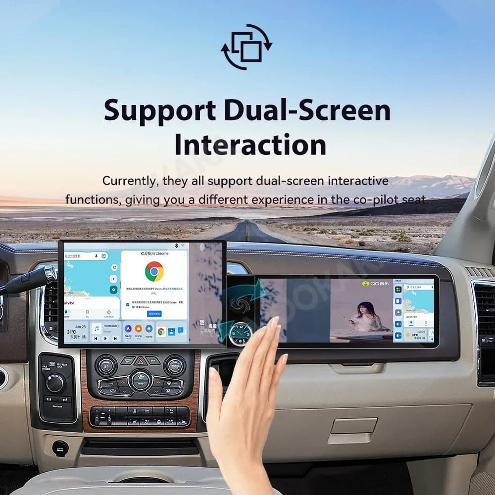 13+12.3" Dual Screen For Dodge Ram 2013-2019 Android Auto Carplay Navi Car Radio GPS Multimedia Stereo Player Smart IPS Screen