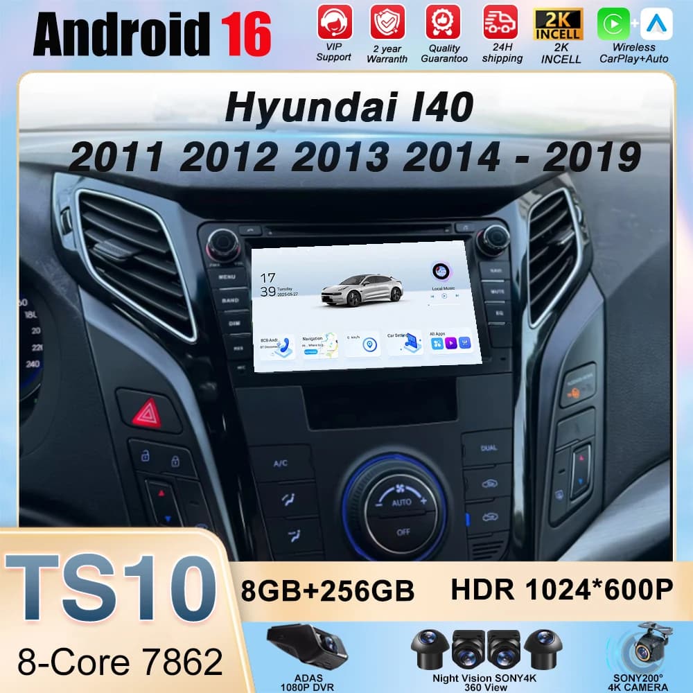 Car Radio For Hyundai I40 2011 2012 2013 2014 - 2019 Android Carplay Multimedia 4G Automotiva Stereo Navigation Bluetooth WIFI