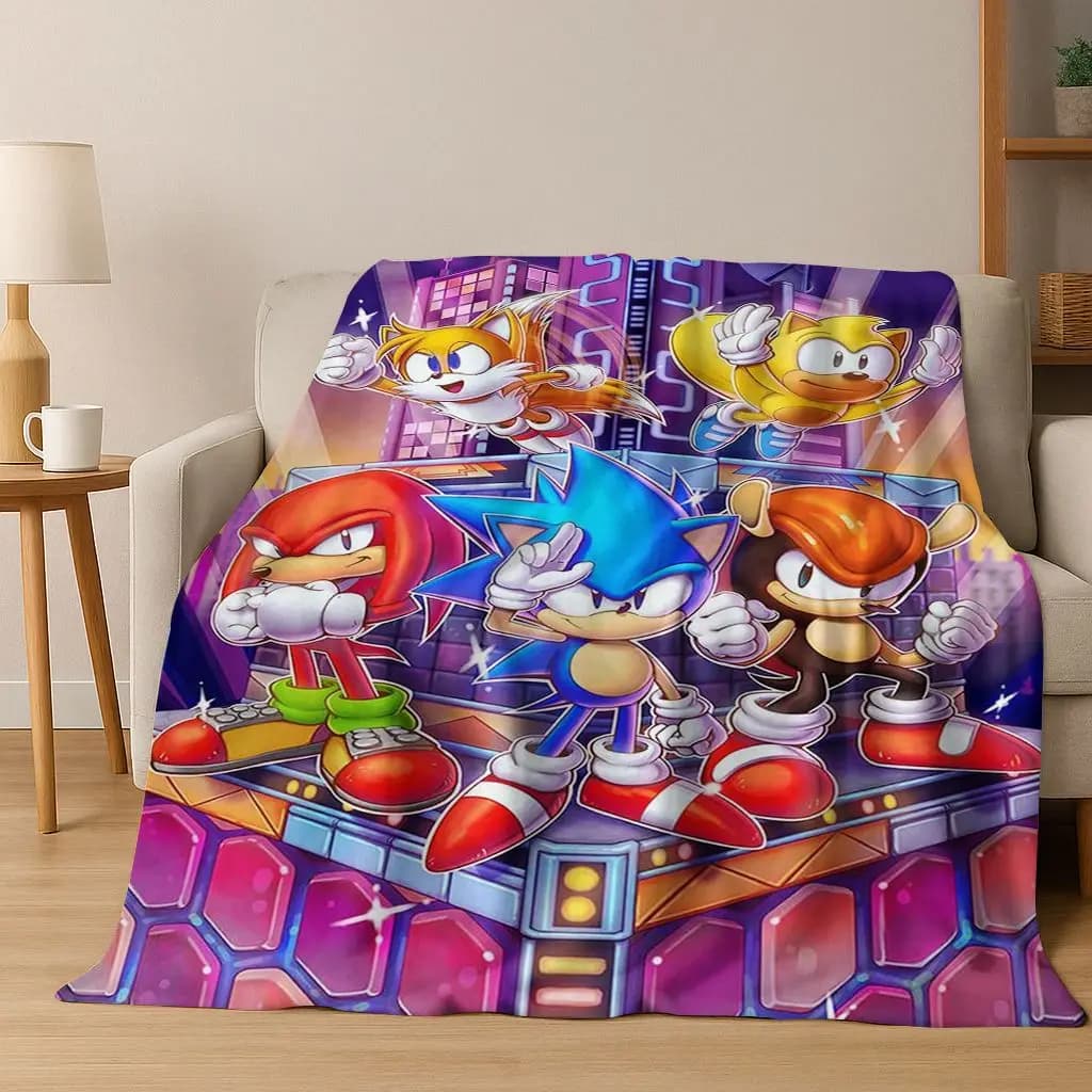 Coperta in flanella classica Sonic the Hedgehog, morbida e calda, per letto, camera da letto, soggiorno, viaggi, picnic, bambini