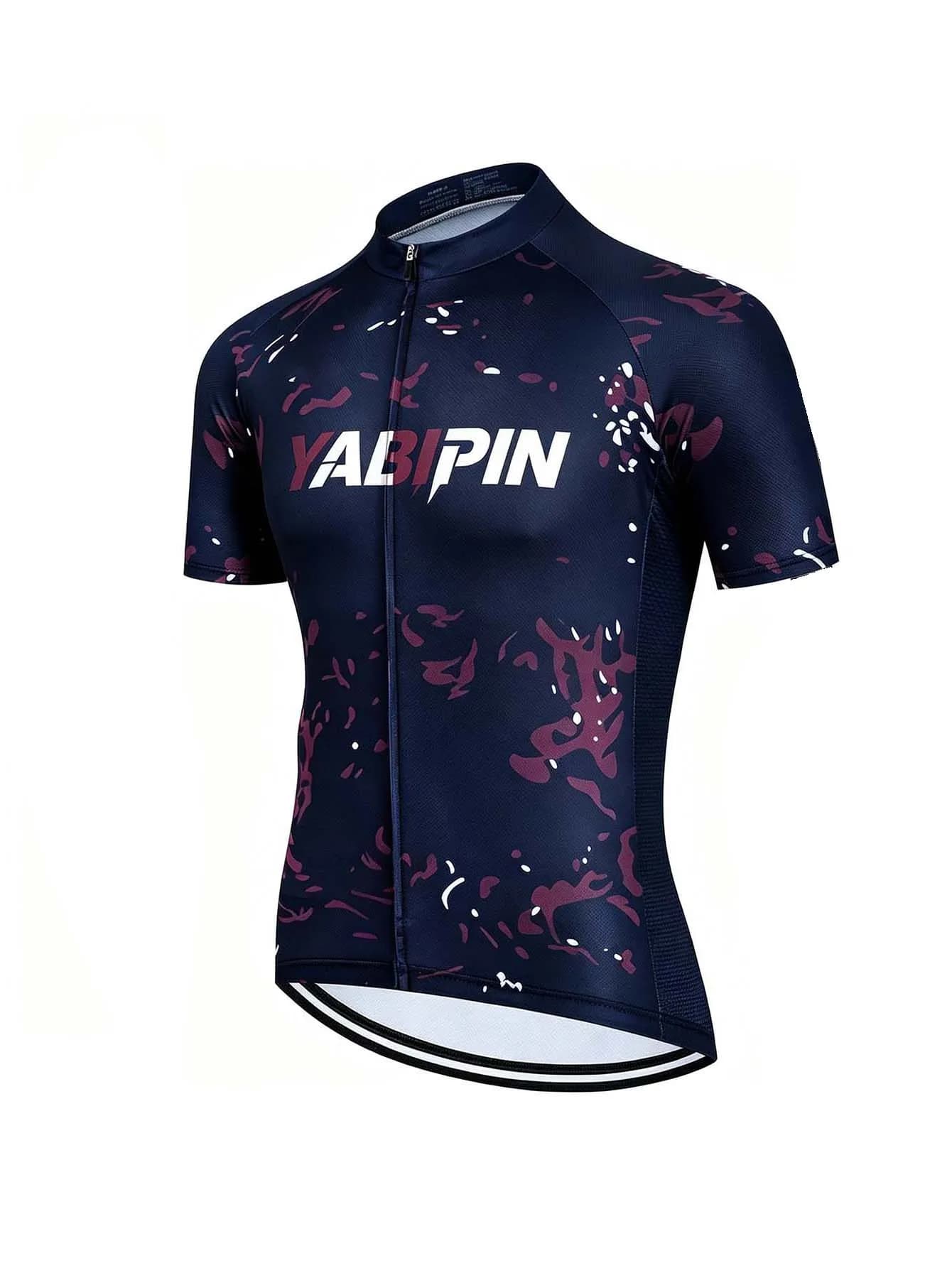 Breathable Quick Dry Men’s Cycling Jersey, Short Sleeve Stand Collar Full Zip Lightweight Bike Shirt