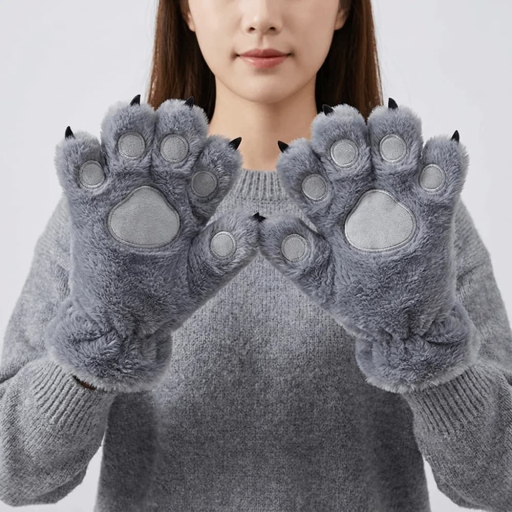 Cute Cartoon Cat Paw Plush Gloves Animals Furry Cosplay Props Keep Warm Thicken Cosplay Costume Gloves Gifts