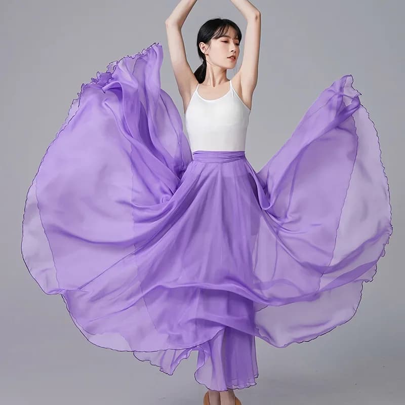 Gonne lunghe zingaresche da donna Abbigliamento da pratica per ballerini Gonna grande in chiffon a pendolo con lacci Danza classica Assortita in tinta unita in un unico pezzo