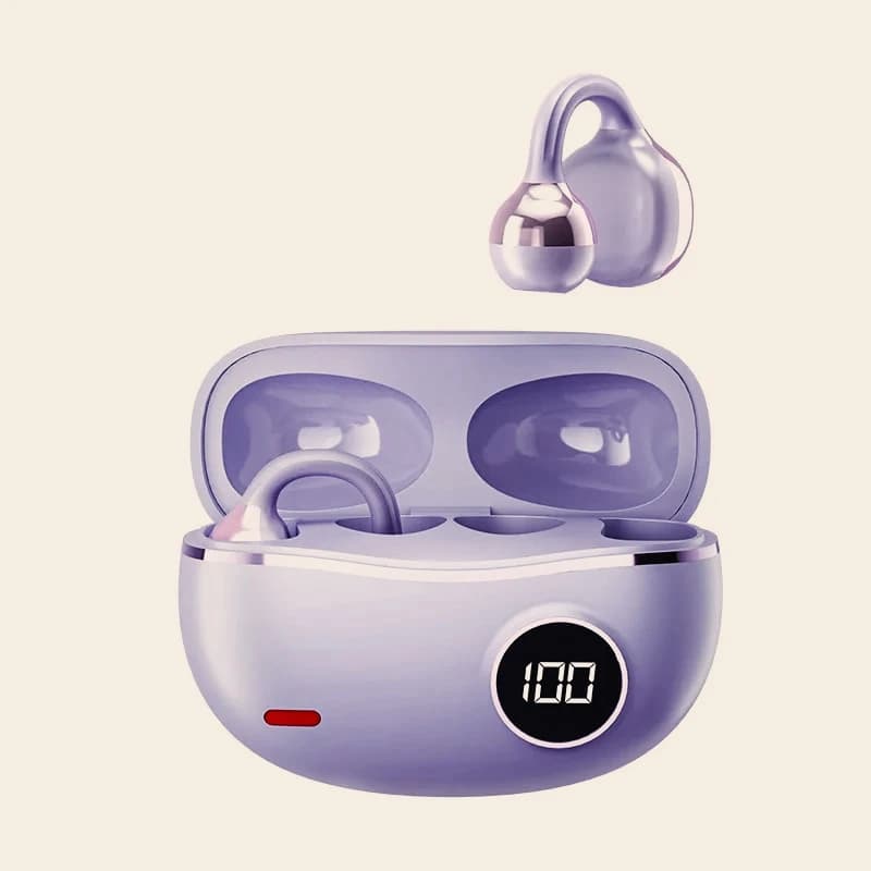 Nuovi auricolari Bluetooth wireless impermeabili con ricarica Type-C, design a clip con display digitale per un utilizzo confortevole