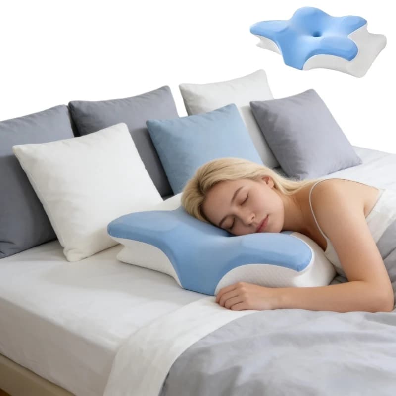 Cuscino Cervicale in Memory Foam a Forma di Farfalla, Ortopedico per Alleviare il Dolore, per il Sonno e la Cura della Salute, Uso Domestico