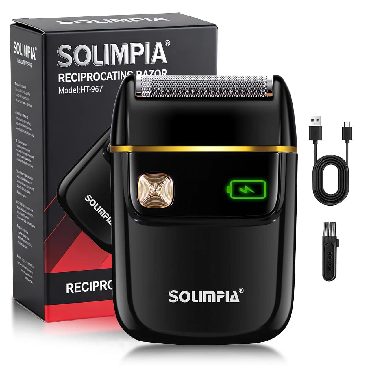 Solimpia Rasoio Elettrico Portatile Mini per Uomo, a Testina Singola, con Display Digitale Intelligente, 6200 RPM, Ricaricabile