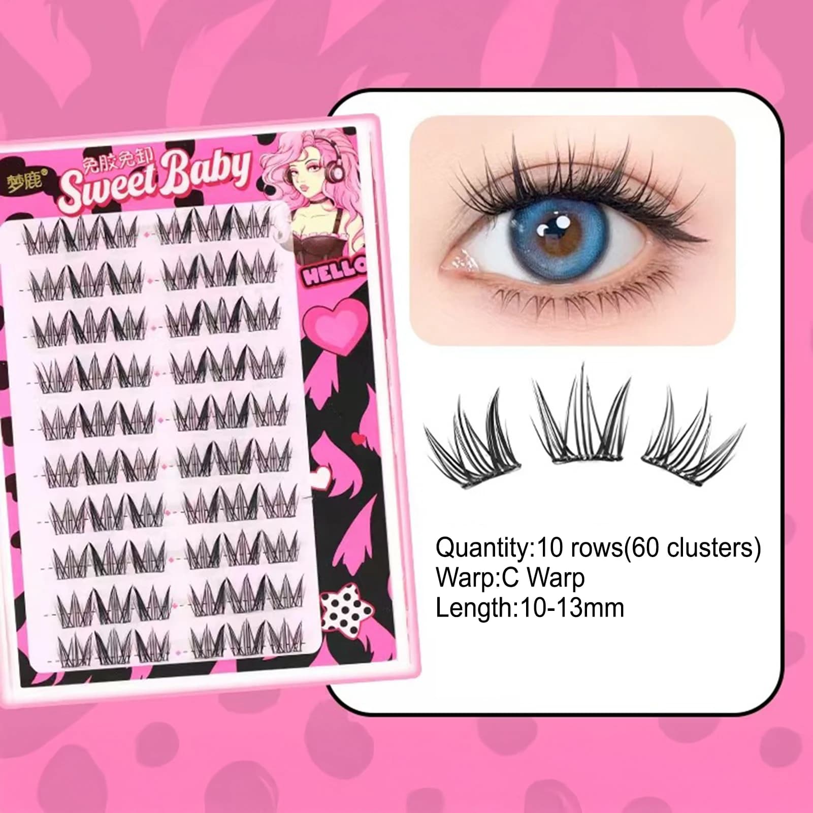 Faux eyelashes Self-adhesive Eyelashes without glue Long-acting fake eyelashes, ideal for cosplay and costume parties