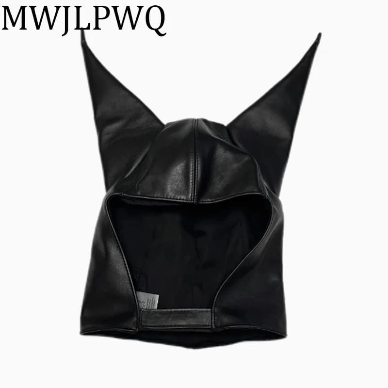 MWJLPWQ Fashion High Street Berretti in pelle da uomo Club Y2K Decora cappello nero da donna 010818
