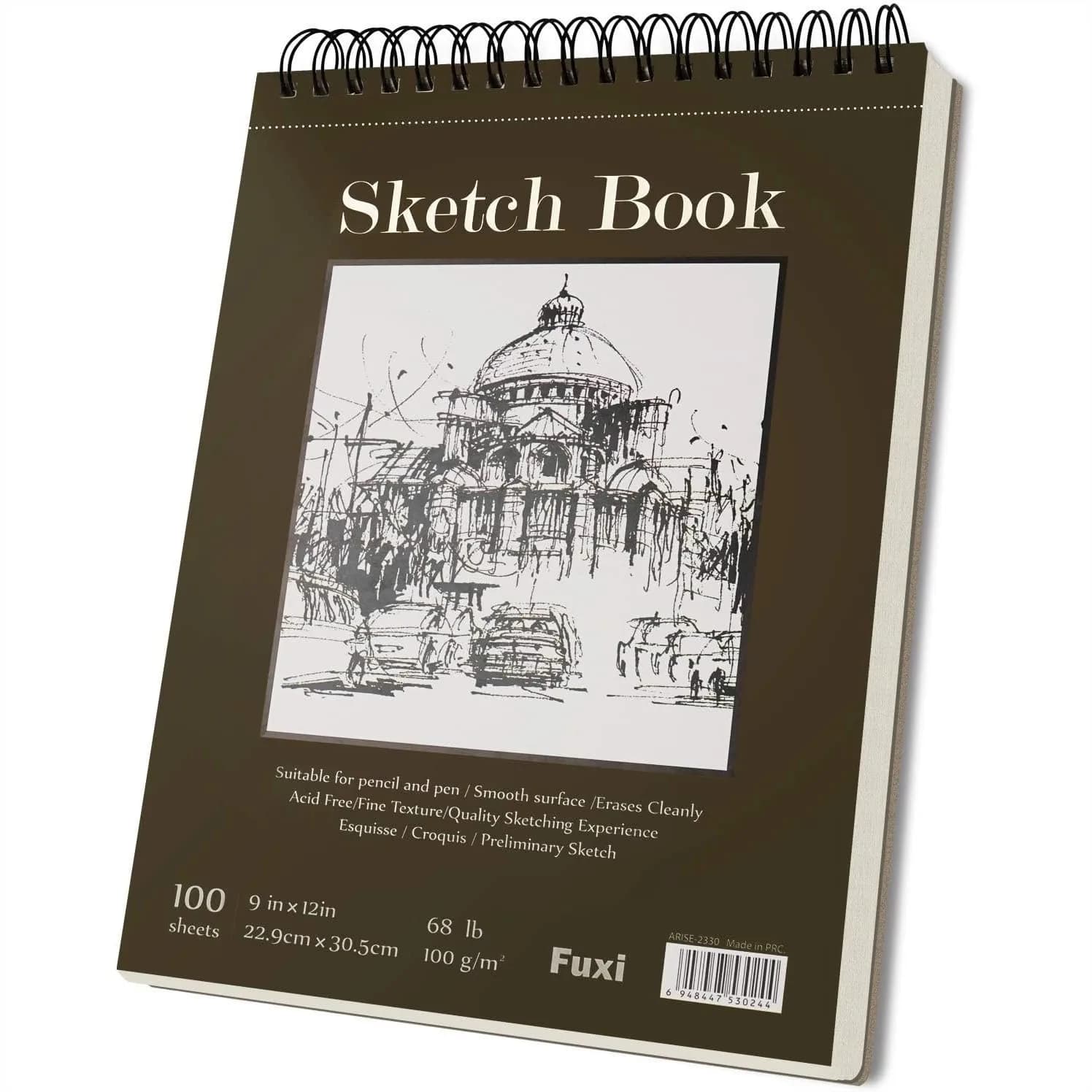 Sketch Book 9x12, Top Spiral Bound Sketch Pad, 100 Sheets 68lb/100gsm Acid-Free Drawing Paper for Kids Artists Beginners