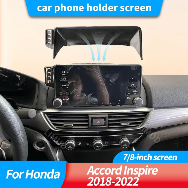 Car telephone support for Honda Accord Inspire 2018 2020 2021 2022 with 7/8-inch screen, fixed navigation base and charging.