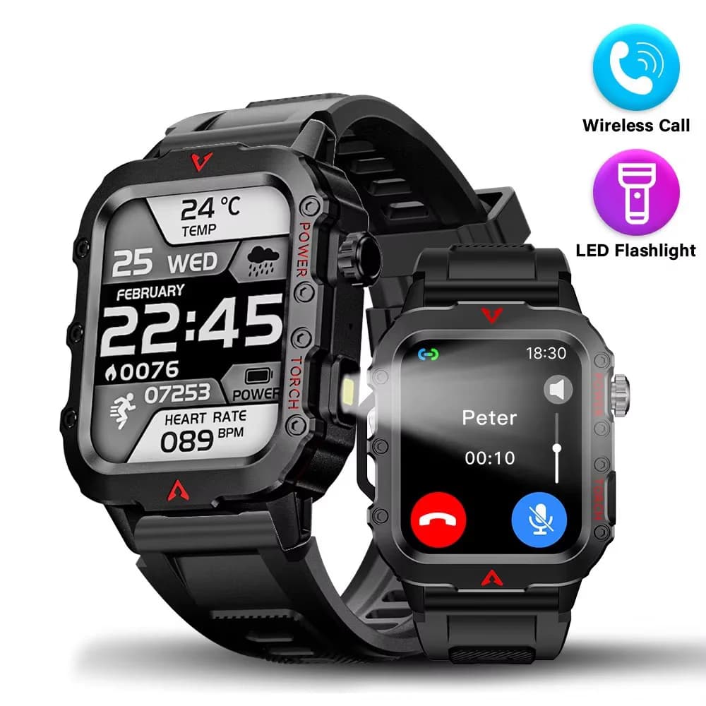 Orologio Intelligente Sportivo da Uomo con Schermo da 1,71 Pollici, Misurazione dell'Ossigeno nel Sangue, Bluetooth, Funzione di Chiamata, Multisport, Torcia LED, Orologio Smart per Attività all'Aperto MA27