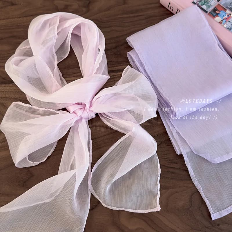 Silk Like Satin Long Skinny Scarf for Women 2026 Korean New Style Solid Light Pink Soft Comfortable Versatile Neck Scarf Choker