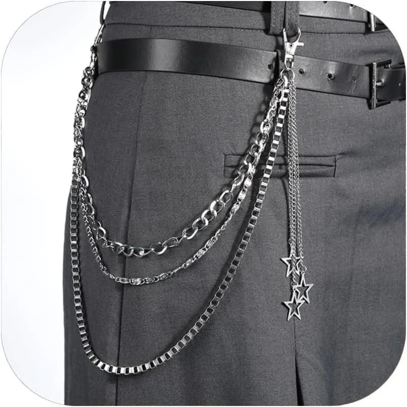 Cintura a catena Jean per uomo e donna, cintura punk gotica tascabile, pantaloni grossi a strati e accessorio per gioielli con catena portafoglio hip-hop vintage