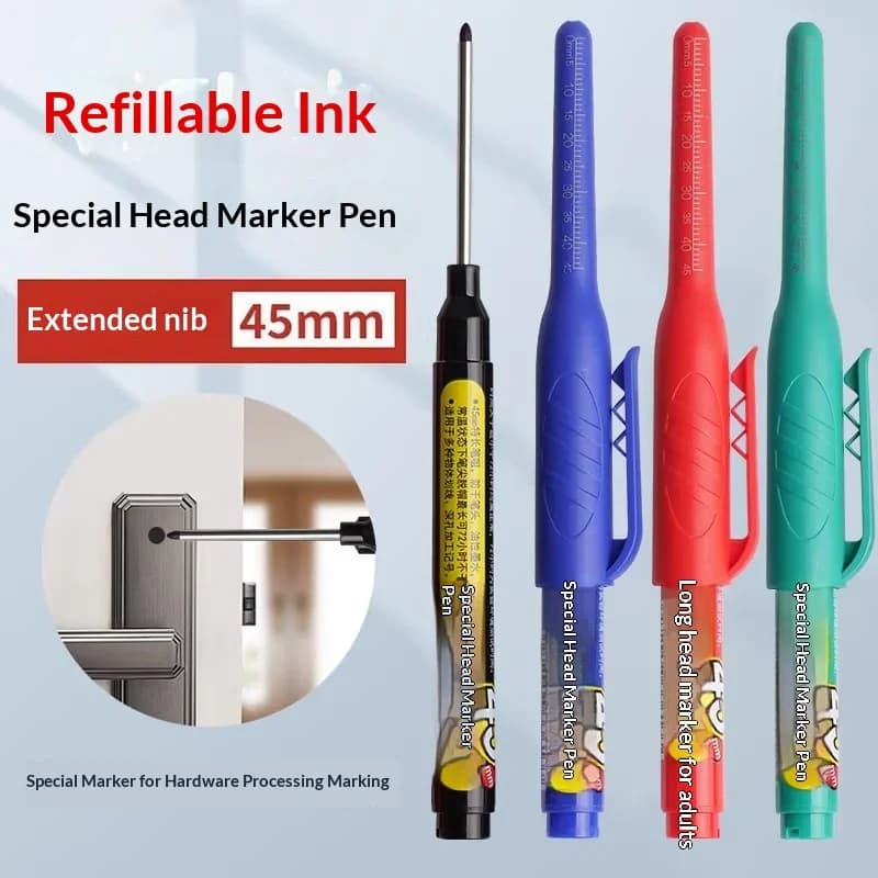 45mm waterproof long head pointed deep hole marking pen, ceramic brick wood work pen, black, red, blue, green ink, versatile