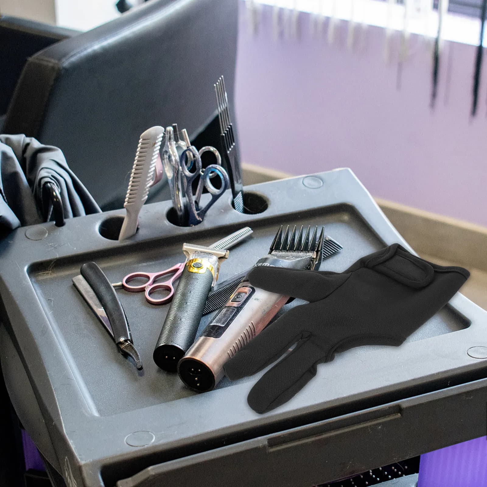 Secure Fit Three Finger Hair Styling Gloves Thick Insulated Heat Resistant for Curling Wand Hair Straightener Salon Home Use