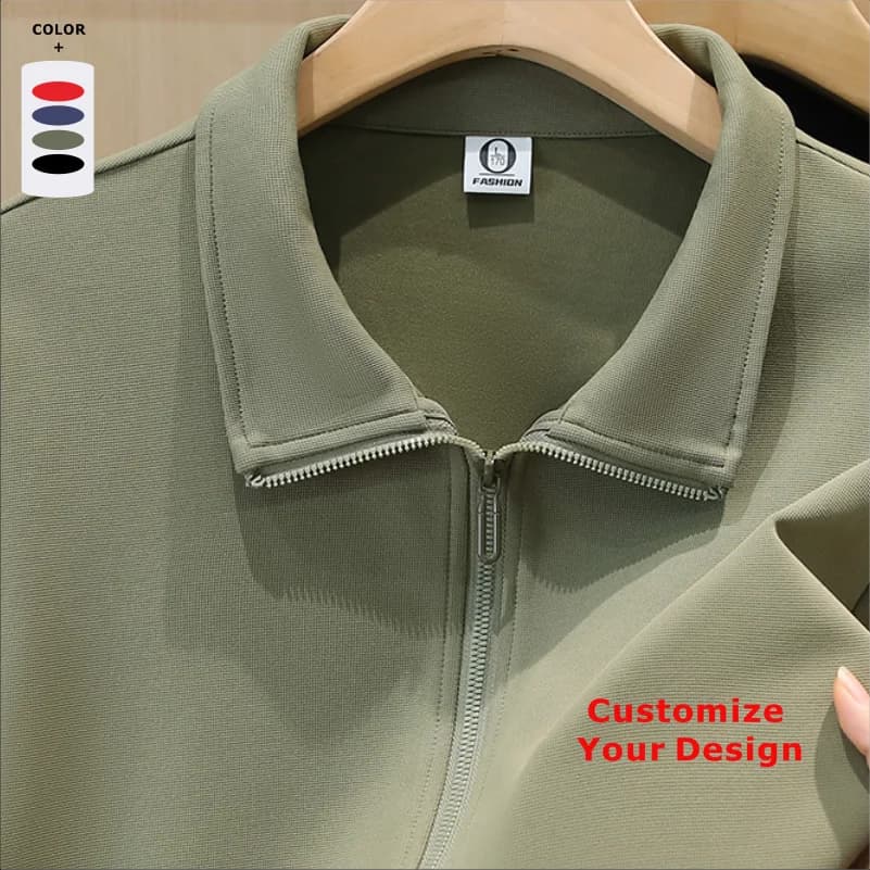 Unisex autumn jacket with ripple with large zipper pocket loose casual outer coat Top Uniforms of custom embroidery