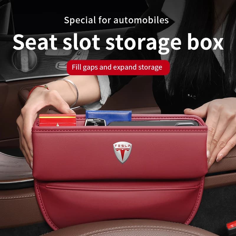 Per Tesla Model S Model X Model 3 Model Y Seggiolino auto Gap Scatola multifunzione in pelle per riporre le fessure Accessori interni auto