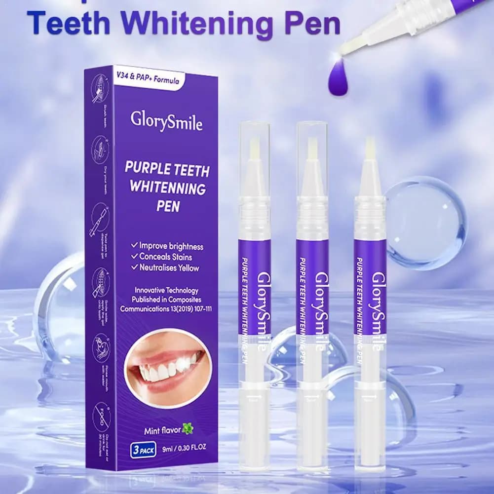 Penna sbiancante magica viola per denti, alito fresco, pulizia orale profonda, rimozione macchie, dentifricio, essenza detergente per denti, cura orale