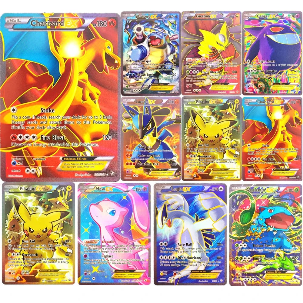 Pokemon TCG Collezione Inglese Carte Charizard Pikachu Gengar Mew Venusaur Lugia EX Self Made Gioco Classico Anime Carte Regalo Giocattoli