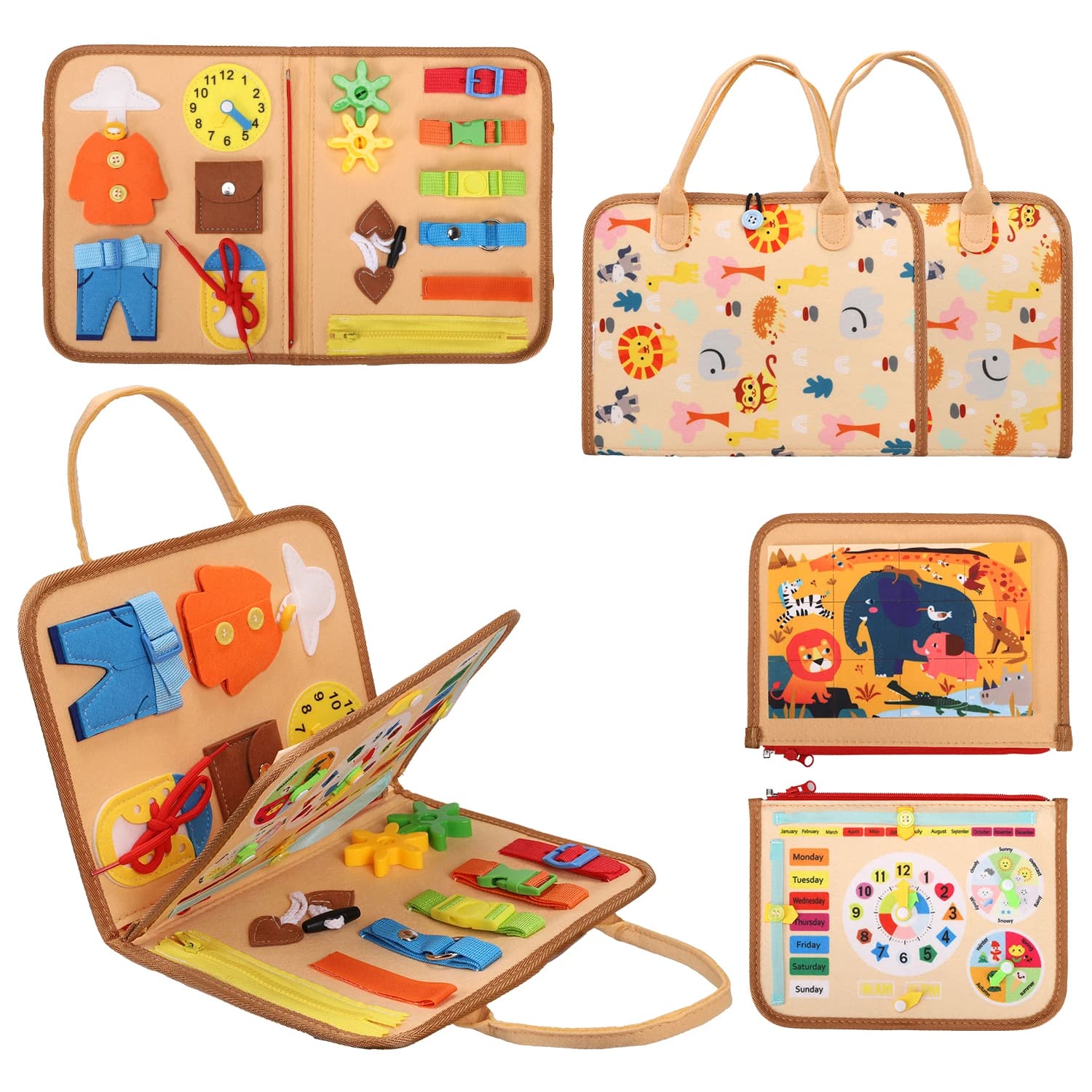 Toddler Montessori Busy Board Toys for Little Boy Gifts: Educational Preschool Learning Travel Toys