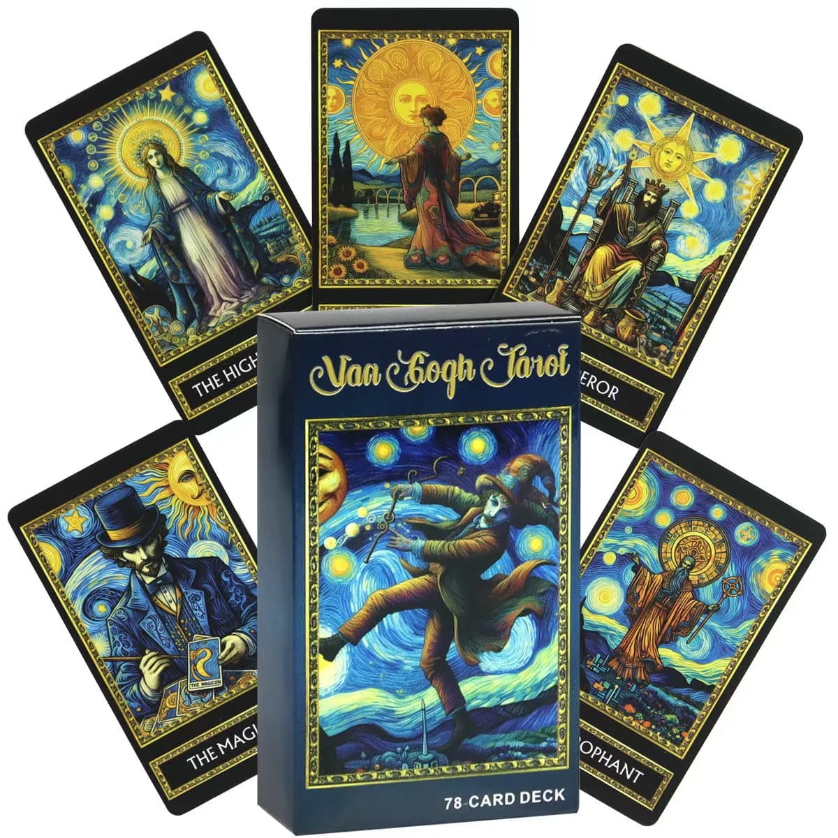 Van Gogh Style Tarot Deck 78 Cards | Starry Night Art Style Divination Oracle Cards | English Version Fortune Telling Game