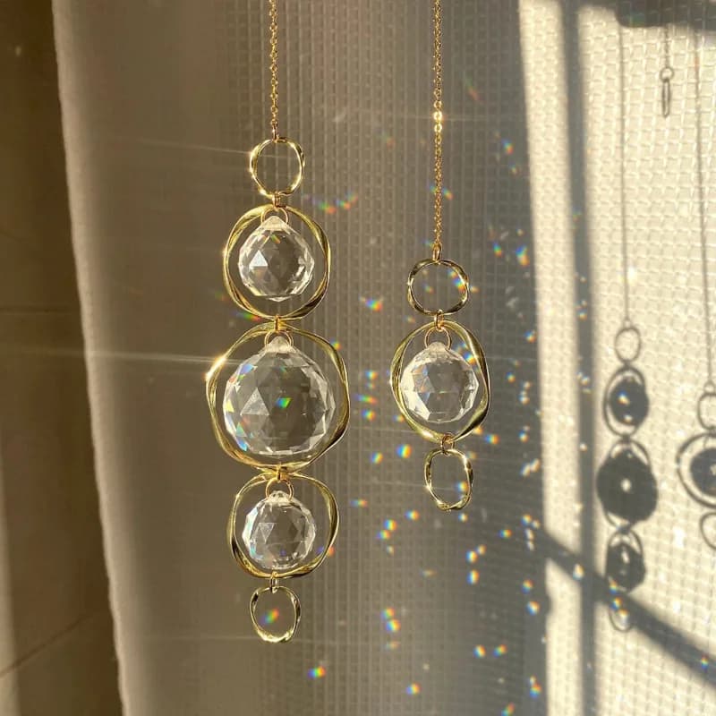 Crystal Suncatcher Hanging Decoration Rainbow Maker Light Catcher Crystal Ball Prism for Garden Outdoor Decor Window Decor Gift