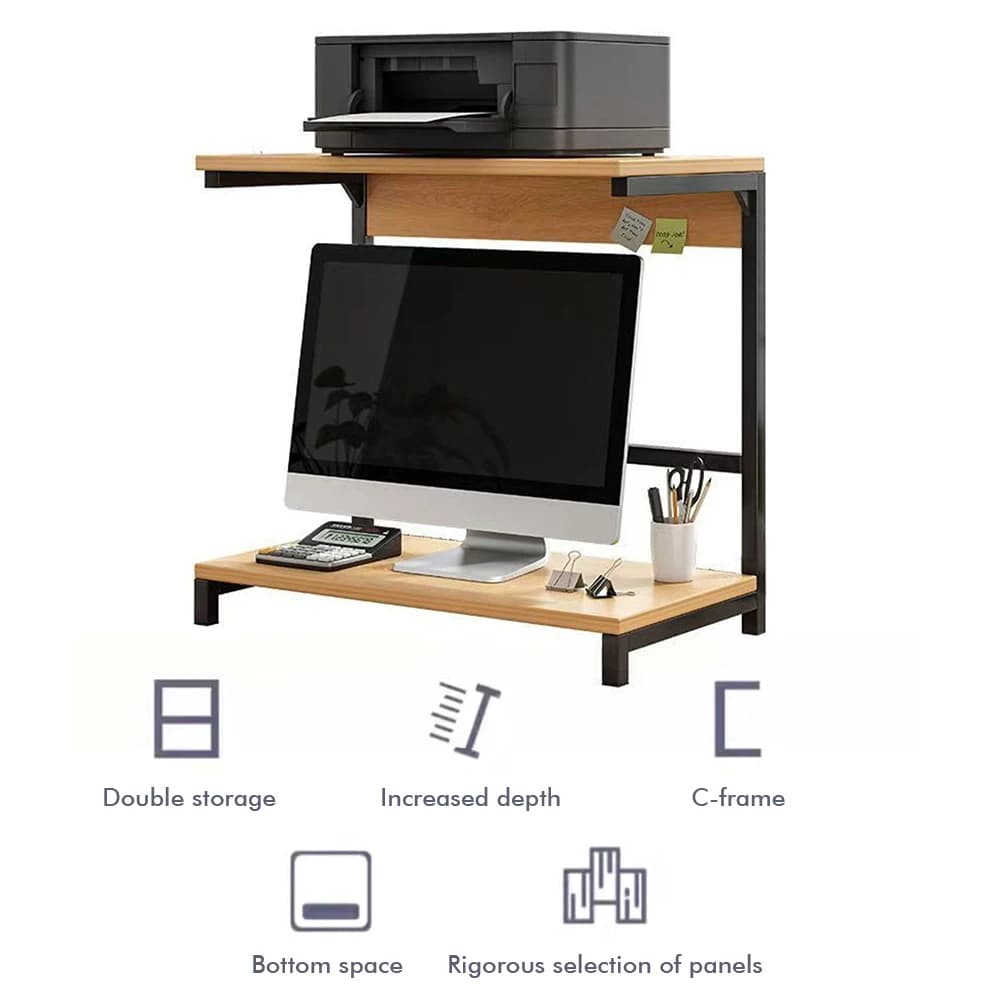 2 Level Monitor Support, Printer Support, Monitor Desk Stand, Printer Storage Rack, Desktop Computer, Laptop and Monitor