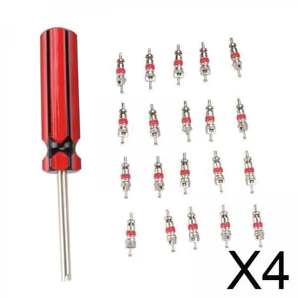 Kit di Riparazione Valvole Pneumatici con Attrezzo di Installazione, Placcato in Nichel, Installatore Rapido per Auto, Bici e Camion