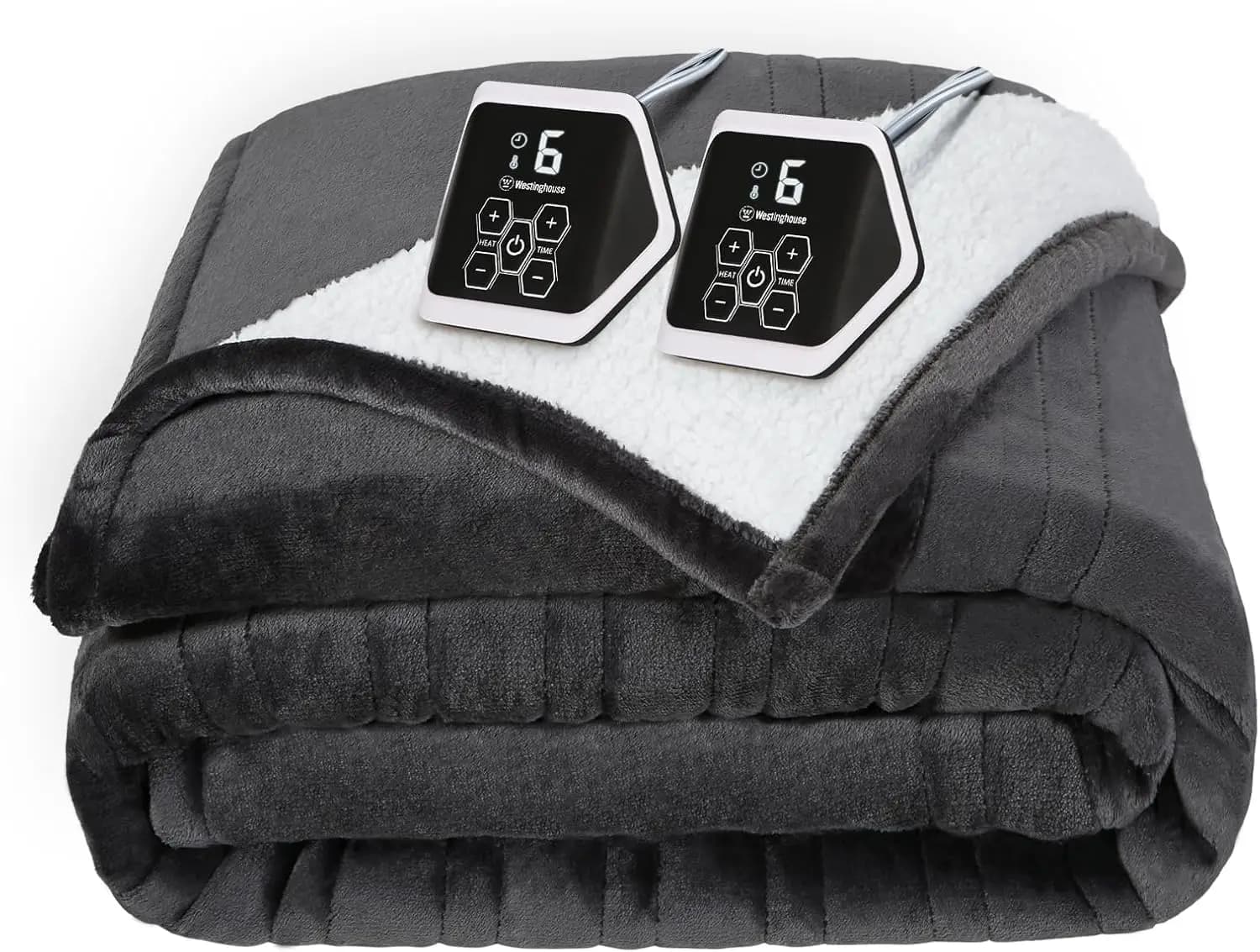 Coperta riscaldata elettrica king size, morbida flanella a Sherpa con 10 livelli di calore, spegnimento automatico, riscaldamento rapido, lavabile in lavatrice