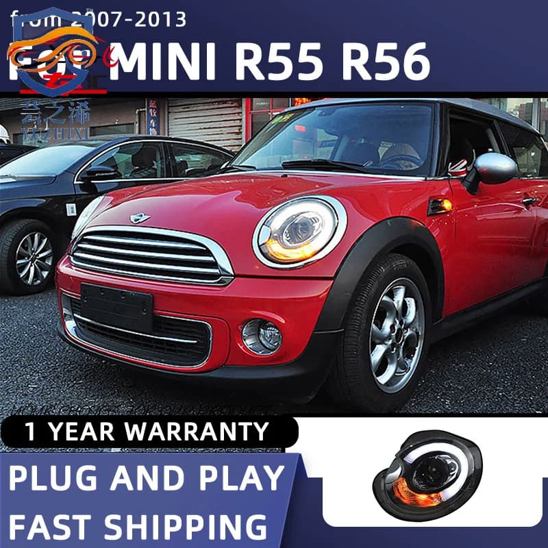 Fari XCH per MINI R55 R56, Fari a LED 2007-2013 Cooper, Luci Anteriori con DRL, Lente Proiettore e Segnalatore di Direzione per Auto