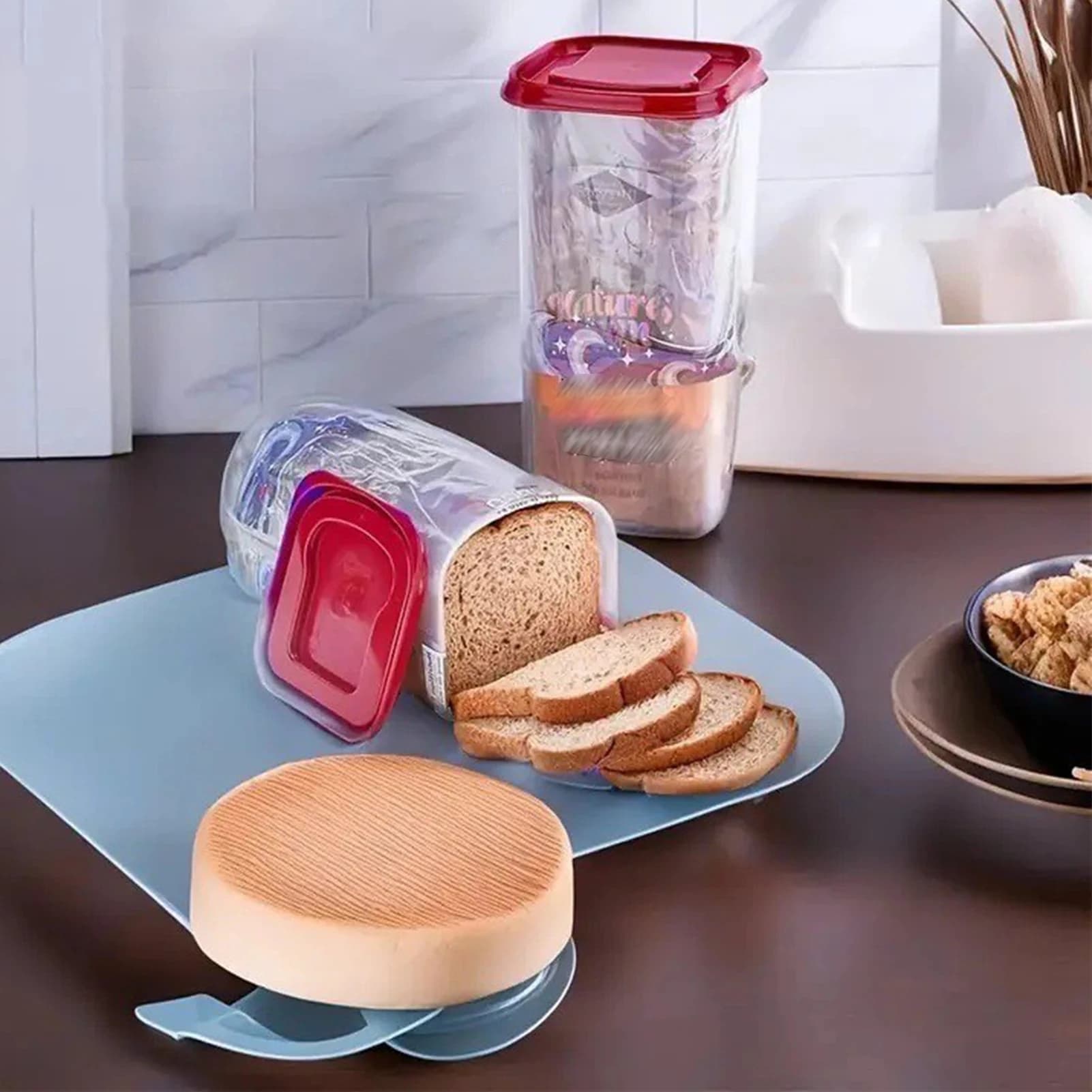 Contenitore Ermetico Vuoto per Pane da Armadio da Cucina, Contenitore in Plastica per Alimenti per Toast e Sandwich, Contenitore Riutilizzabile per Pane con Coperchio