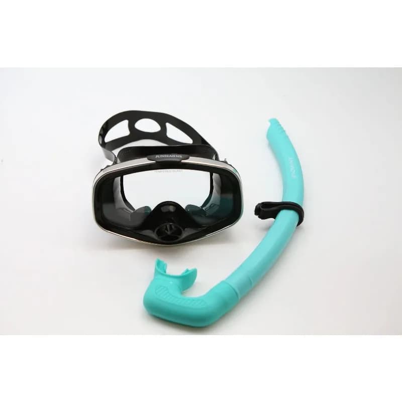 Tempered Glass Snorkeling Mask Protective Large Frame Silicone Skirt Quick Adjust Head Strap Drain Valve for Swimming Men Women