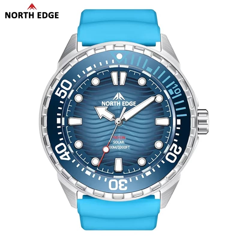 NORTH EDGE NEW+ TRITON Diving watch for Solar Energy, Watches at the Luxury Quartz for Men, Waterproof 300M, 180+ Autonomy Days