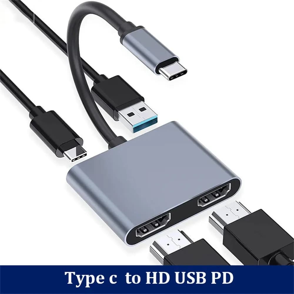 HUB USB C da 4 in1 da tipo C a doppia porta compatibile HDMI 4K Supporta con splitter USB di ricarica USB 3.0 PD per laptop
