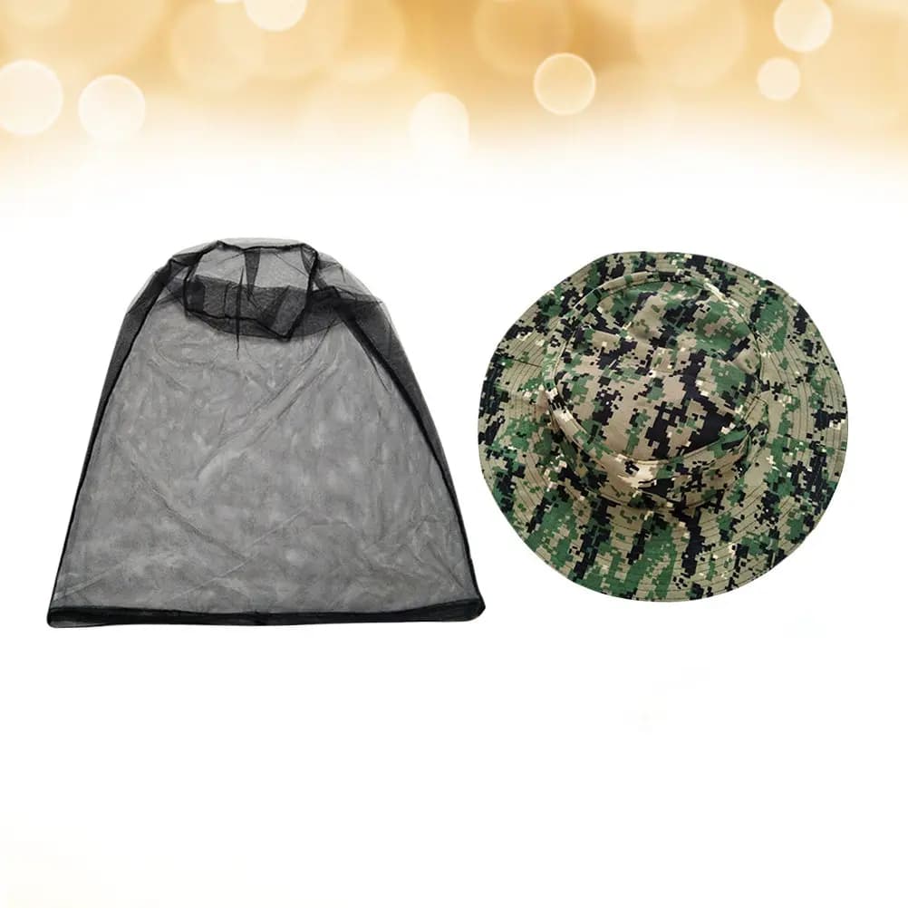 Cappello da Pesca con Protezione UV, Verde Mimetico con Rete Nera, Leggero e ad Asciugatura Rapida, Parasole per Viso e Collo