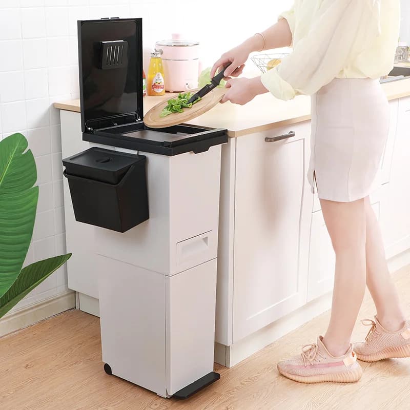 Bidone della spazzatura in acciaio inossidabile, bidone per riciclo salvaspazio, bidone della spazzatura con sensore touchless, contenitore per rifiuti facile da pulire