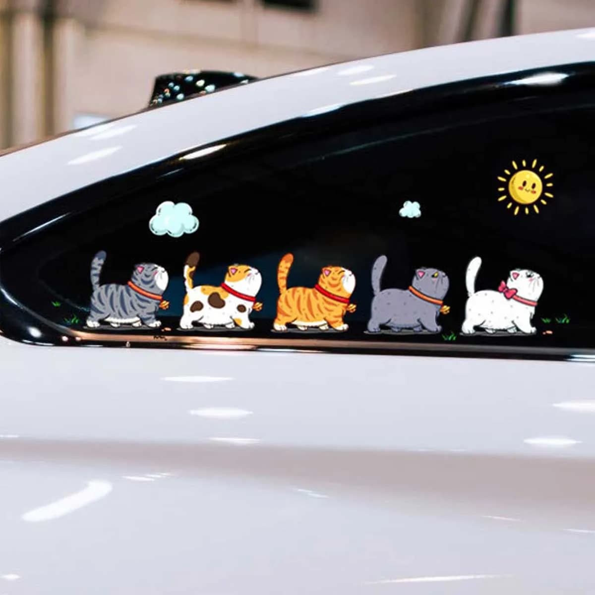 Adesivo per auto con zampa di gatto, 6 pezzi